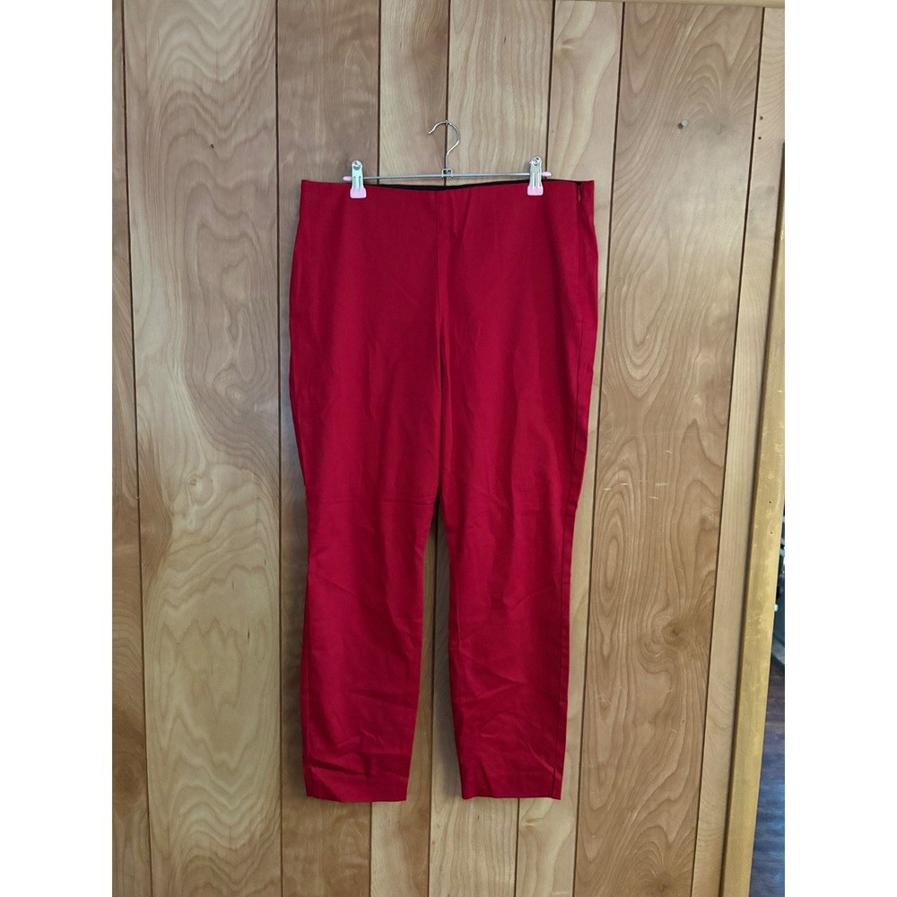 Old Navy Pixie Ankle Pants Womens 14 Red Side Zip Slim Fit Stretch Trousers